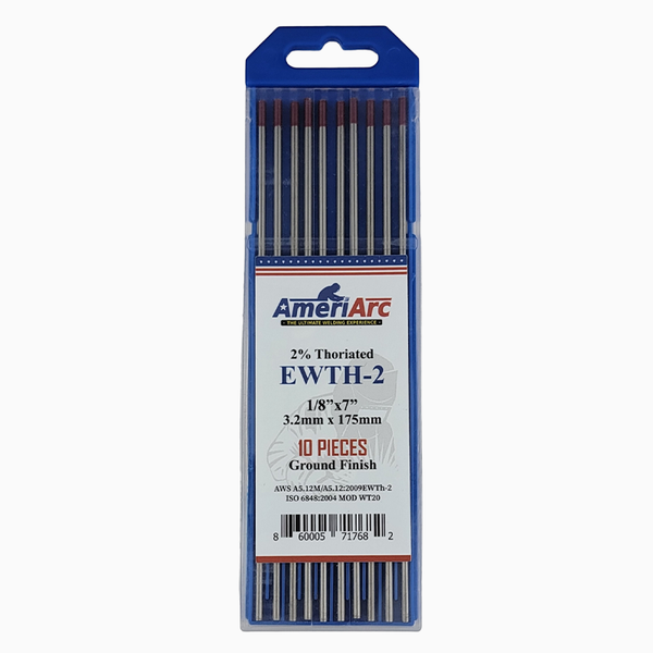 TIG Welding Tungsten Electrode 2% Thoriated 1/8th (Red, EWTh-2) 10-pk Size 1/8"